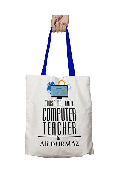 ART HEDİYE حقيبة كتف Trust Me I Am A Computer Teacher قابلة للغسل بمقبض أزرق
