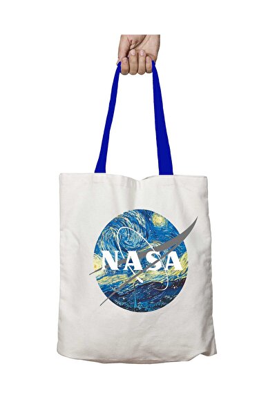 ART HEDİYE حقيبة كتف فنسنت فان جوخ ناسا قابلة للغسل بمقبض أزرق