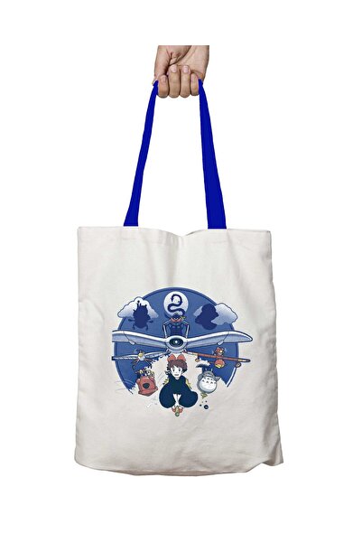 ART HEDİYE Синя сумка з ручками «Уява» Studio Ghibli «Політ» Можна прати чере...