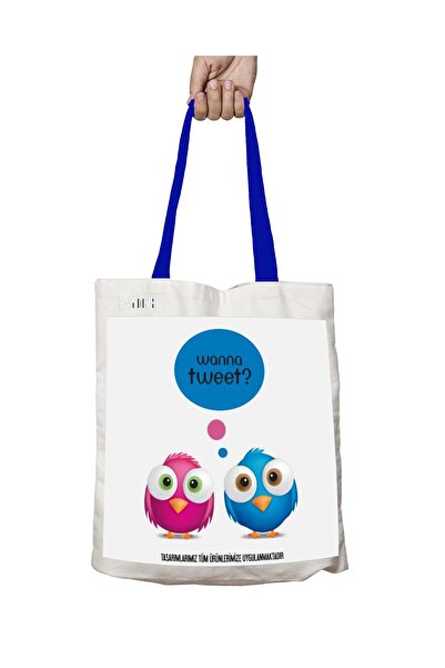 ART HEDİYE Синя сумка з ручками Wanna Tweet Дорогі пташки Миюча сумка через п...