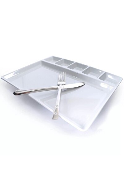 abnturk Kırılmayan Kahvaltı Sunum Tabağı 33x26cm Kahvaltılık 6 Bölme Sağlıklı Malzeme Tabldot Tepsisi