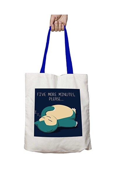 ART HEDİYE حقيبة كتف بوكيمون سنورلاكس بمقبض أزرق بخمسة دقائق يرجى الغسل