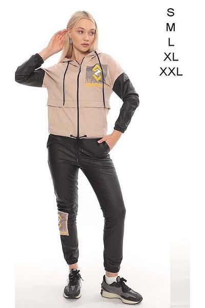 sportiness Jewelled Tracksuit with Leather Pants