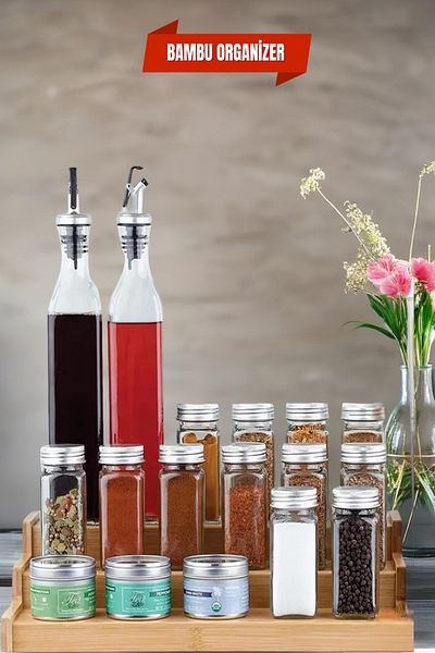 Open Home Concept Bamboo 3-Tier Stand Organizer, Spice Rack Organizer