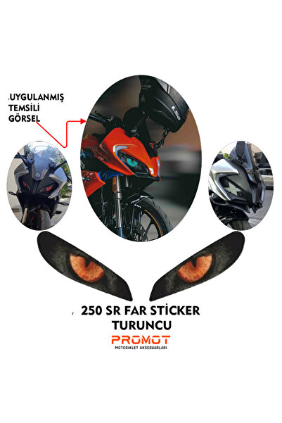 MOTOSEPETİM CFMOTO 250 SR UYUMLU FAR KAPLAMA STİCKER TURUNCU