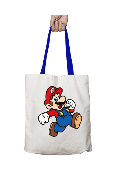 ART HEDİYE حقيبة كتف سوبر ماريو لويجي قابلة للغسل بمقبض أزرق