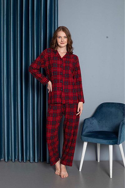 Free Beka Women's Long Sleeve Plaid Pajamas Set Comfortable and Cotton Fabric