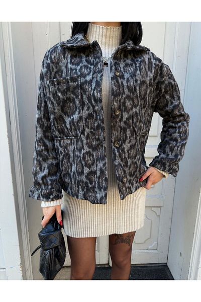 CELITA Jachetă de damă oversize cu model leopard de sezon nou