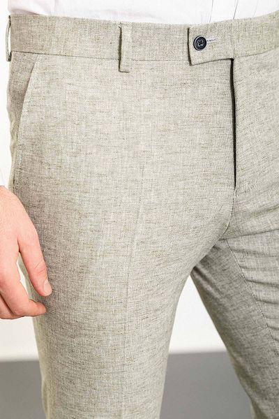Mcr Crushed Slim Fit Classic Linen Men's Trousers Khaki - 38246.24Y