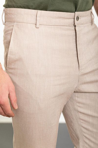 Mcr Patterned Slim Fit Classic Men's Trousers Beige - 38243.24Y