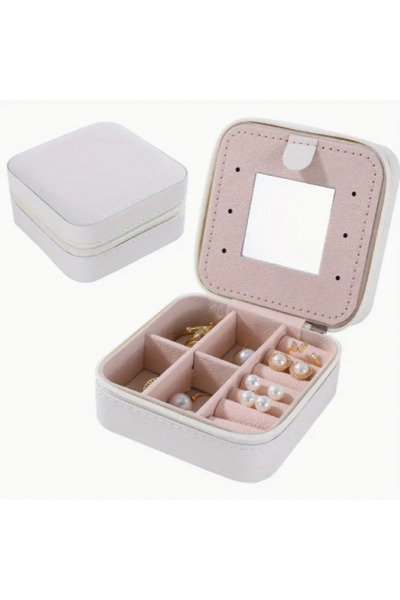 MAURA LIYUZA Aynalı Mini Boy Fermuarlı Mücevher Kutusu - Takı Çantası -  Seyahat Organizatörü