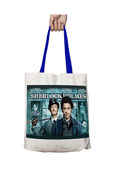 ART HEDİYE غطاء فيلم شيرلوك هولمز بمقابض زرقاء وحقيبة كتف قابلة للغسل