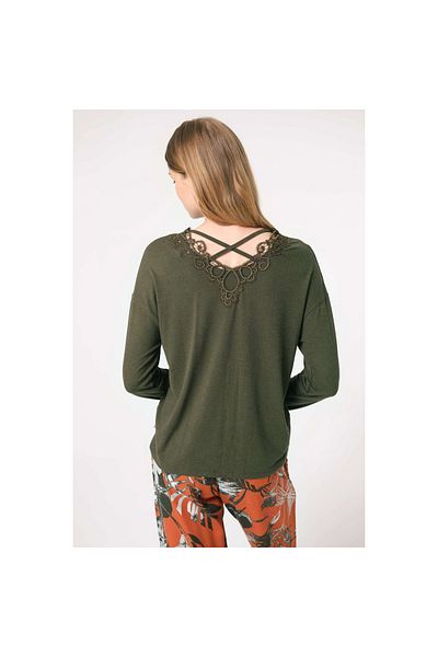 Anıl Wi̇nta- Anil 9845 Long Sleeve V-Neck Viscose Floral Patterned Winter Knitted Normal Waist Rope Detailed Pajamas Set