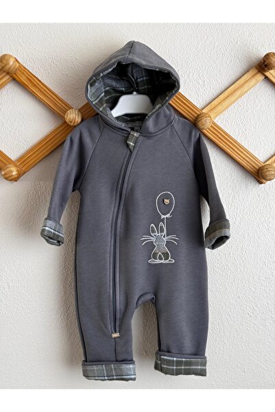 Babydola Fermuarlı Kapüşonlu İçi Polarlı Bebek Tulum