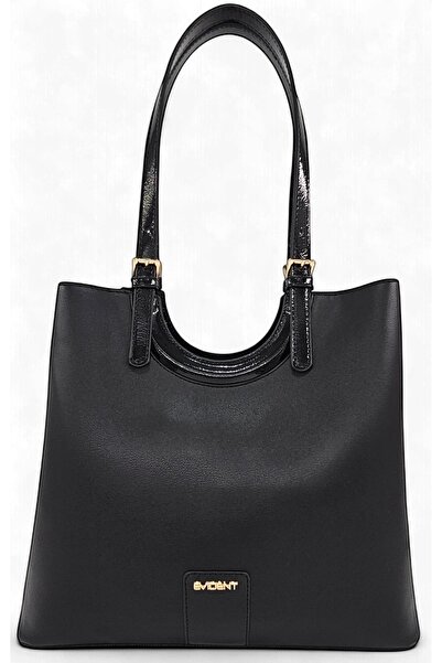Evident Black Soft Textured Soft Adjustable Shoulder Strap Women's Bag