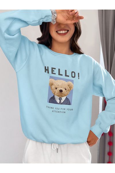 SUNFREE PĂPUȘĂ TEDDY BEAR IMPRIMAT OEVRSIZE SWEATSHIRT