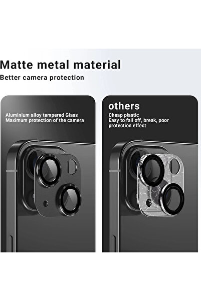 EDELFU iPhone 15 and 15 Plus Metal Camera Lens Protective Case Friendly Tempered Glass Back Camera Cover