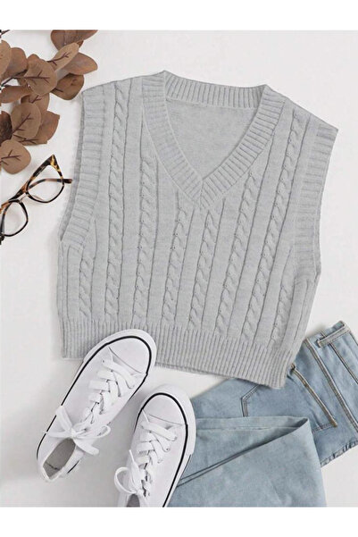 YUGA KNİTTİNG SAÇ ÖRGÜ TRİKO CROP KADIN SÜVETERİ
