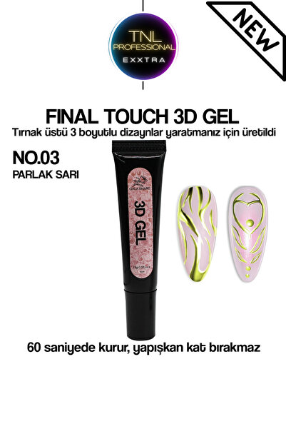 tnl professional 3d Jel Gel Sarı Renk Nail Art Süsleme Jeli Tırnak Süsleme Ga...