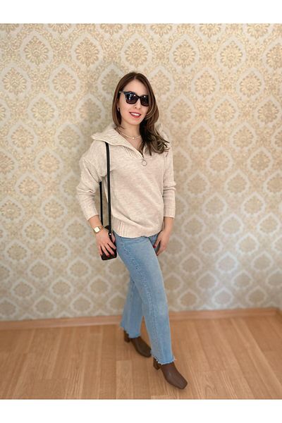 Fidan Women's Zippered Collar Sweater