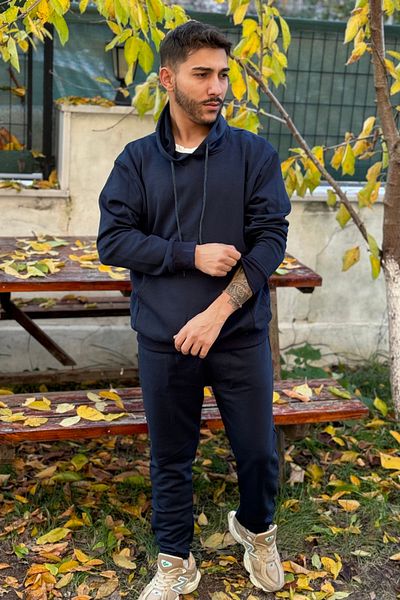ruNadeS Men's 3 Thread Oversize Kangaroo Pocket Hooded Tracksuit Set - Casual