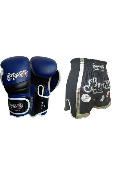 Dragondo قفازات الملاكمة Attack - 10 Oz Mt2019 شورت رياضي Muay Thai، مجموعة من قطعتين