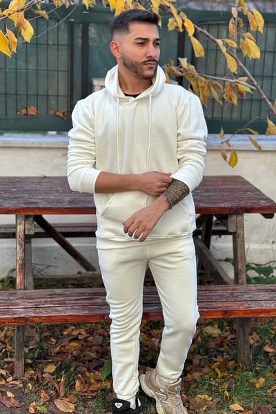 ruNadeS Men's 3 Thread Oversize Kangaroo Pocket Hooded Tracksuit Set - Casual