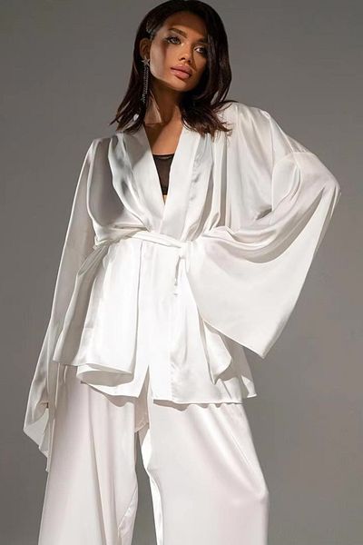 lousa Silky Satin Spanish Sleeve 2-Piece Pajama Set