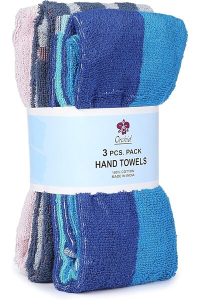 ORCHID مجموعة مناشف اليد المكونة من 3 قطع بخطوط YD مقاس 40 × 70 سم