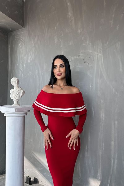 LİLA İSTANBUL Rochie de tricotaj cu guler Madonna cu design special