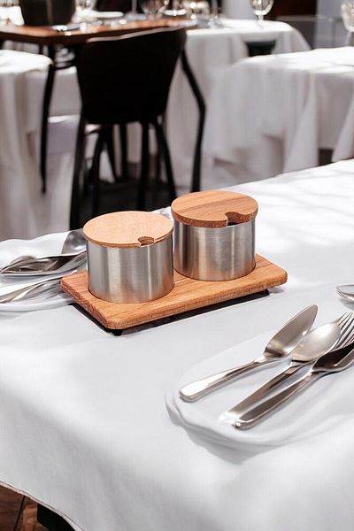 FİTHOME 2-Piece Stainless Steel Multi-Purpose Cafe Restorant Spice Rack with Wooden Stand