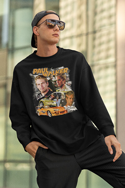 SEVBANO سويت شيرت مطبوع عليه شخصية فيلم بول ووكر للجنسين مقاس كبير سريع وغاضب
