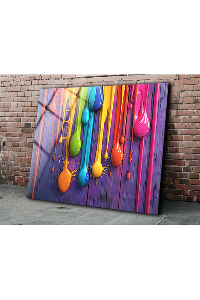 BV DEKOR Αφηρημένη πολύχρωμη γυάλινη ζωγραφική, Υψηλής ποιότητας, Διακόσμηση ...