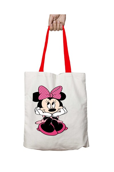 ART HEDİYE Τσάντα ώμου με κόκκινη λαβή Minnie Mouse PNG Image που πλένεται