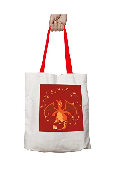 ART HEDİYE حقيبة كتف بوكيمون تشارماندر دائرية قابلة للغسل بمقبض أحمر