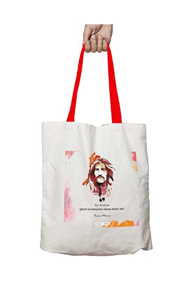 ART HEDİYE Червона сумка з ручками BARIŞ MANCO Yaz Dostum, що можна прати, че...