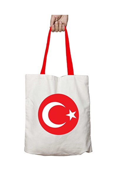 ART HEDİYE حقيبة كتف قابلة للغسل بعلمنا التركي بمقبض أحمر