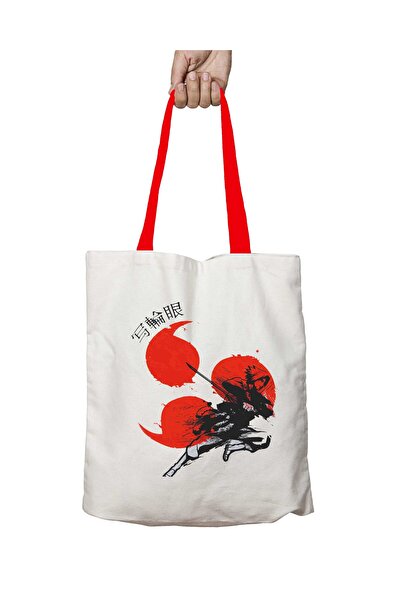 ART HEDİYE حقيبة كتف ريد صن ساسوكي شارينجان ناروتو قابلة للغسل بمقبض أحمر