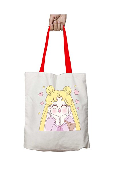 ART HEDİYE Червона сумка Sailor Moon Kawaii з ручками, яку можна прати