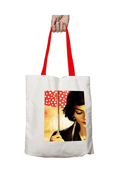 ART HEDİYE حقيبة كتف أميلي قابلة للغسل بمقبض أحمر