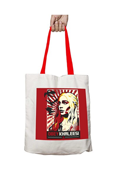 ART HEDİYE حقيبة كتف Obey Khaleesi قابلة للغسل بمقبض أحمر