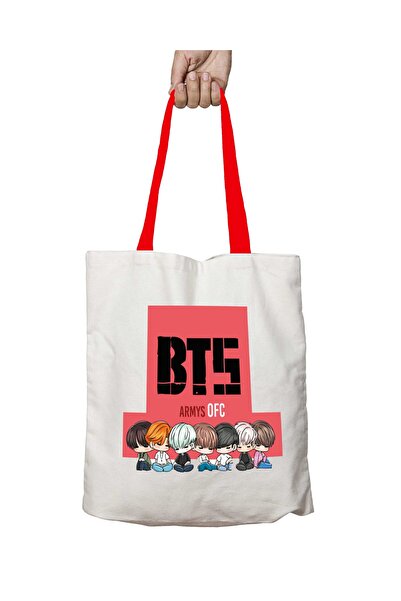 ART HEDİYE Червона сумка з ручками Bts з мультфільму, що можна прати