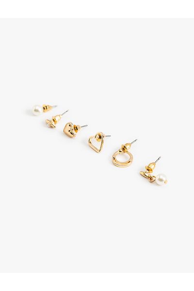 Koton Ball Earrings Kit 6 Pcs Heart Steel Mixed