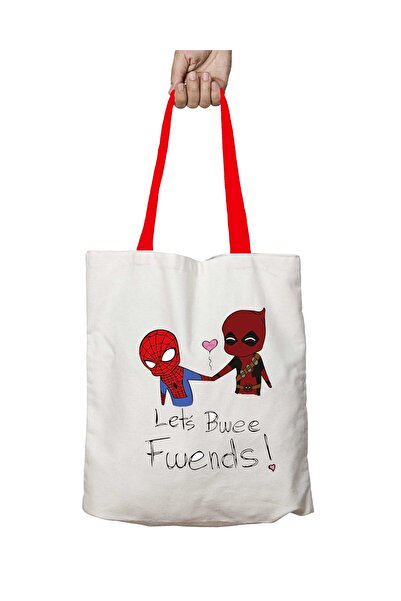 ART HEDİYE Τσάντα ώμου Deadpool V Spiderman που πλένεται με κόκκινη λαβή