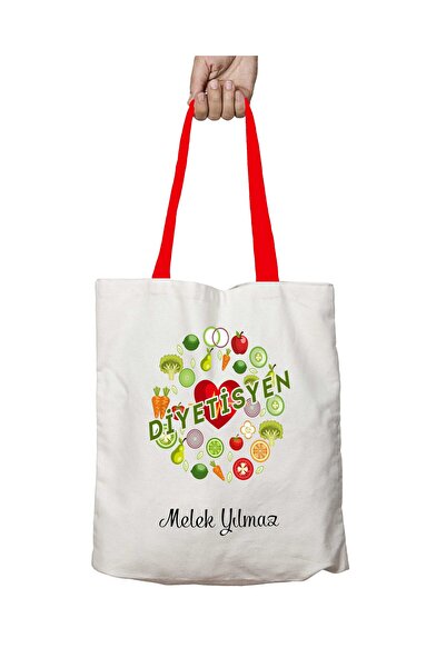 ART HEDİYE حقيبة كتف قابلة للغسل بمقبض أحمر لأخصائي التغذية