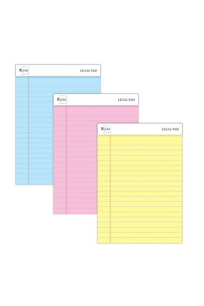riyaz A5 Size - 3 Colored Legal Pads, Note Holder and Notebook, 50 Sheets, Wide Range of Lines