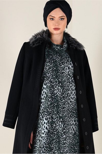 TRENDTESETTÜR Women's Gray Leopard Patterned Tunic 4808