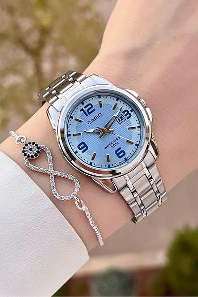 Casio Dial Blue Cord Metallic Color Women's Wristwatch