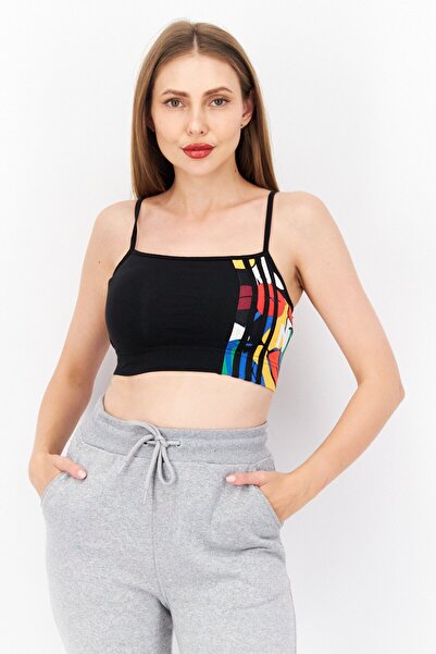 adidas Women Brand Logo Non Padded Sports Bra, Black