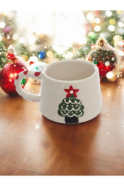 İlbay Çini Takı Christmas Classic Pine Tree Patterned Mug Cup Mug